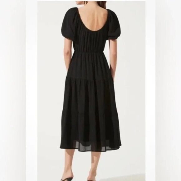 Astr The Label Black Smocked Tiered Midi Dress ( Size M) - Picture 4 of 6